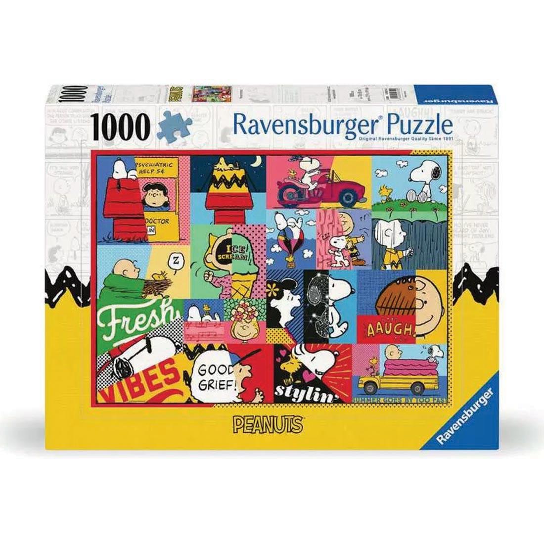 box for the Peanuts Moments 1000-Piece Puzzle By Ravensburger