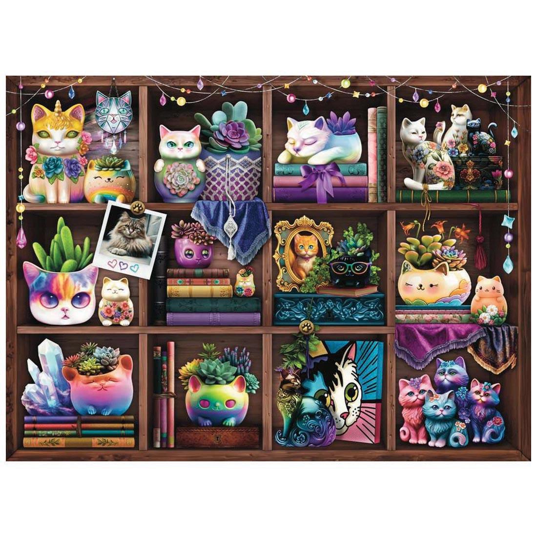 completed Cubby Cats And Succulents 500-Piece Puzzle By Ravensburger