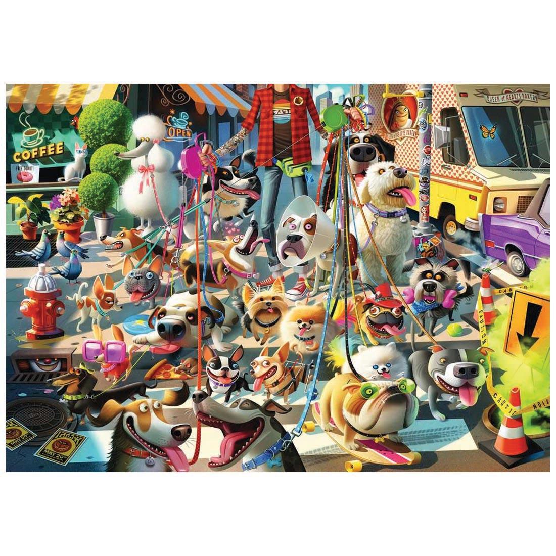 completed The Dog Walker 1000-Piece Puzzle By Ravensburger