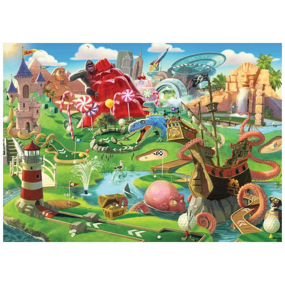 completed Putt Putt Paradise Large Format 500-Piece Puzzle By Ravensburger