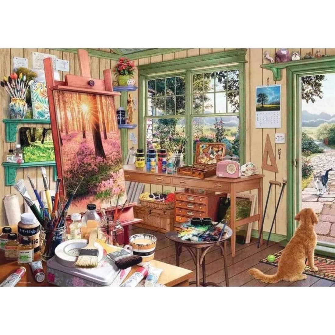 scene of The Artist's Shed 1000-Piece Puzzle By Ravensburger