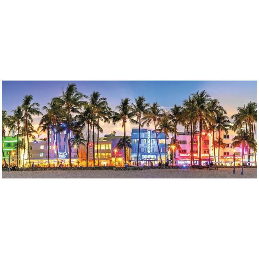 artwork for Night Glow on Ocean Drive 1000-Piece Panorama Puzzle By Ravensburger