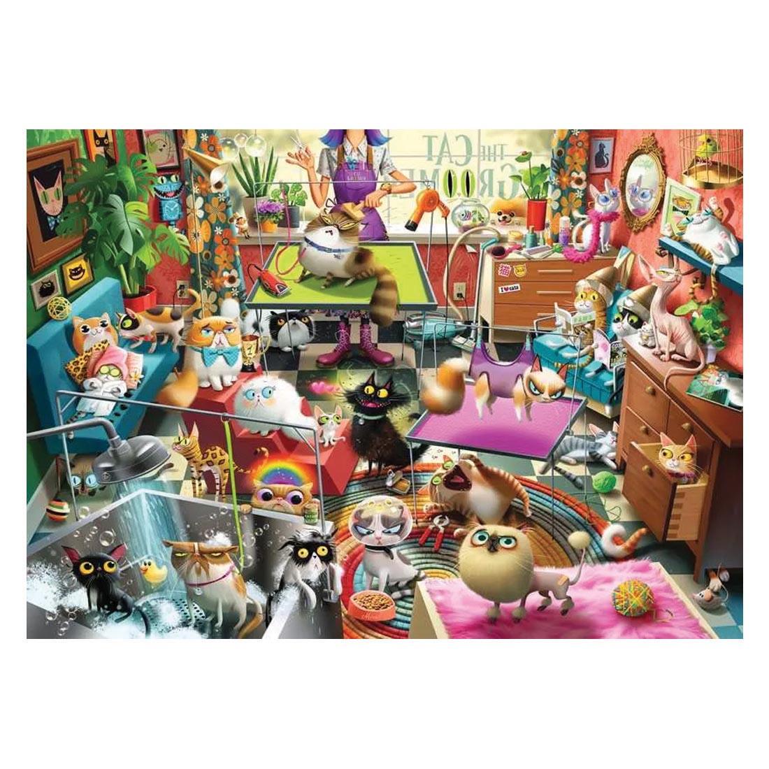 artwork for The Cat Groomer 1000-Piece Puzzle By Ravensburger