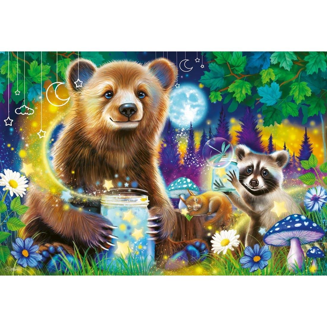 scene of one of the Lovable Woodland Friends 24-Piece Puzzles By Ravensburger