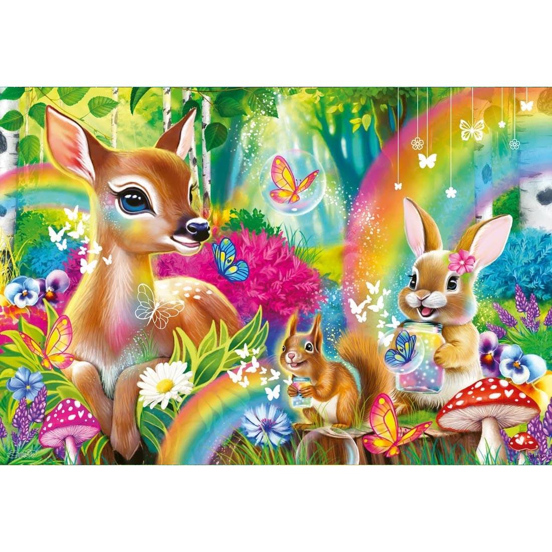 scene of one of the Lovable Woodland Friends 24-Piece Puzzles By Ravensburger