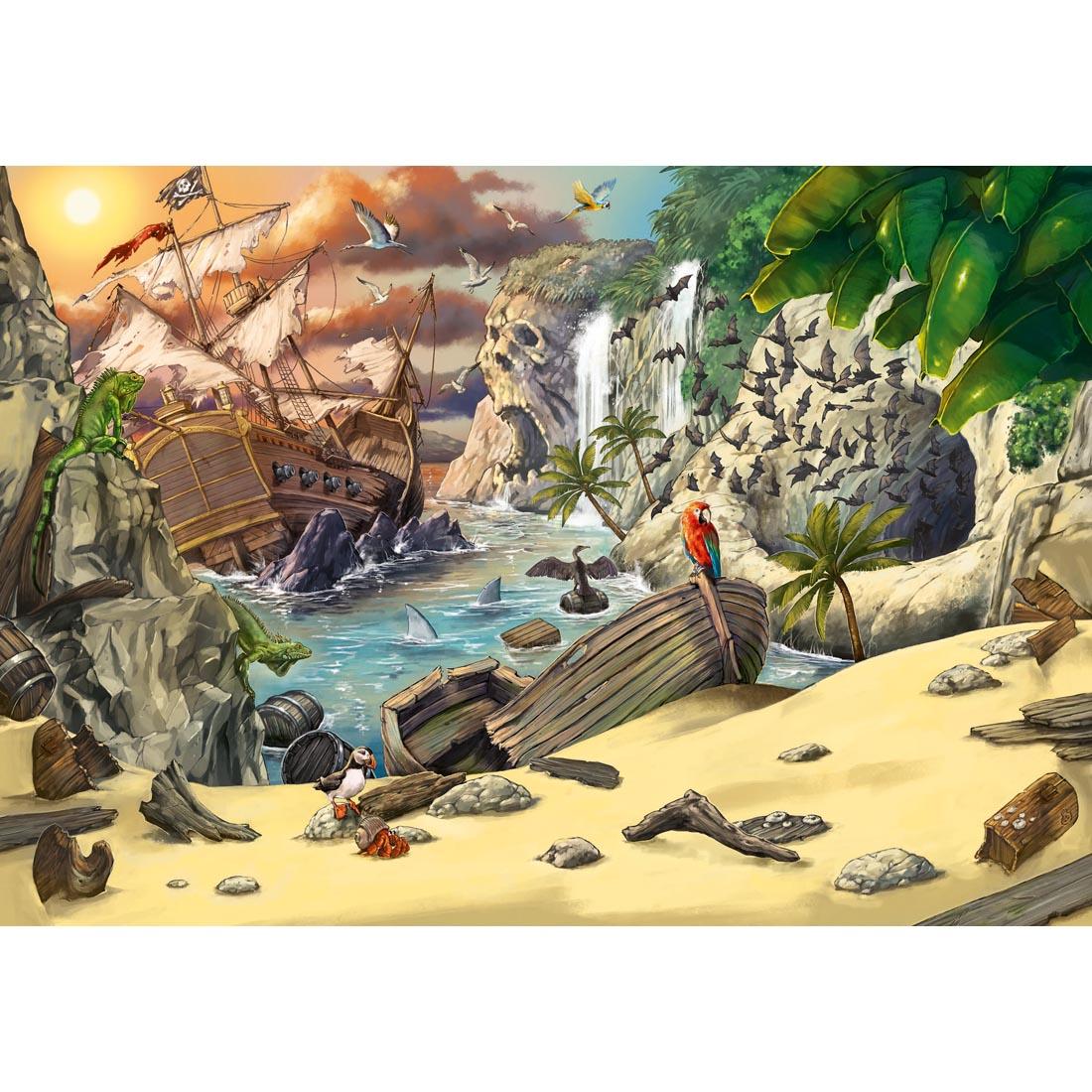 scene of Pirate's Peril 368-Piece Kids Escape Puzzle By Ravensburger