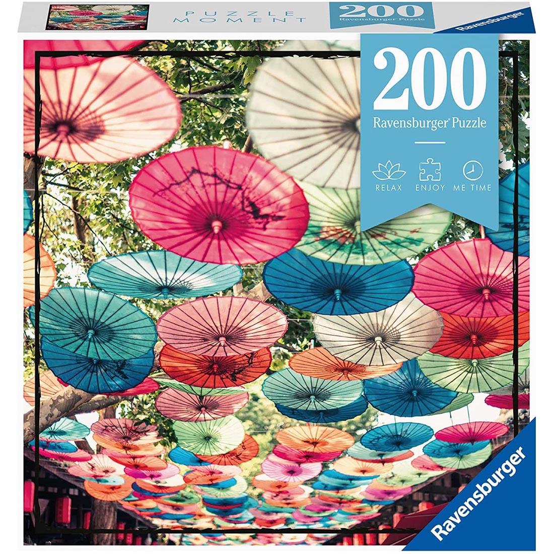 box of the Puzzle Moment: Umbrellas 200-Piece Puzzle By Ravensburger