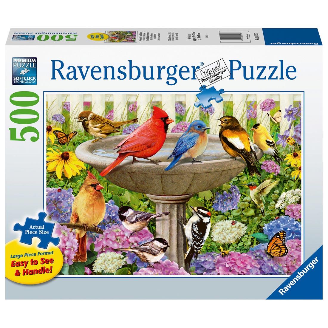 At The Birdbath Large Format 500-Piece Puzzle By Ravensburger