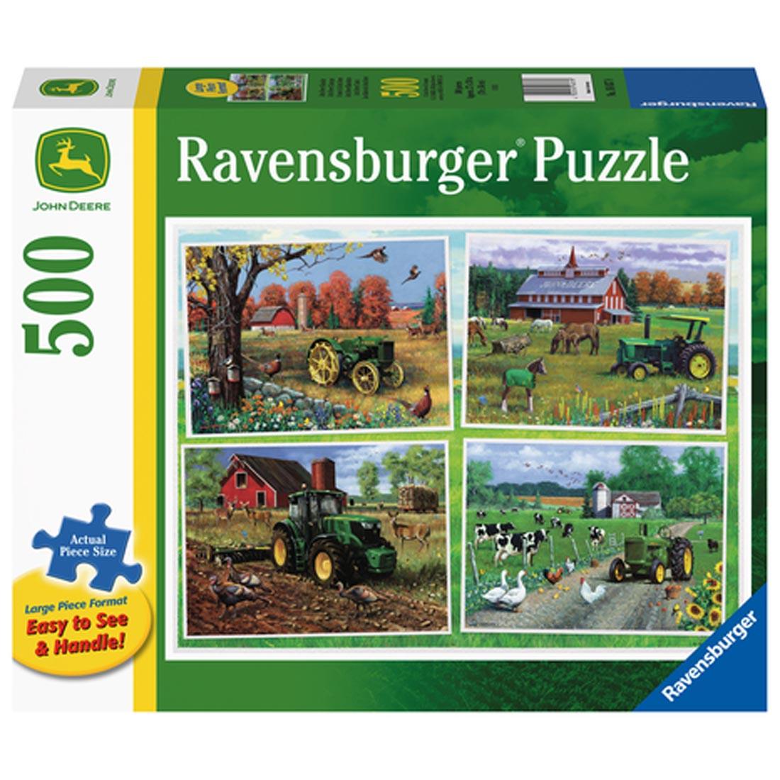 Box cover of the John Deere Classic Large Format 500-Piece Puzzle By Ravensburger