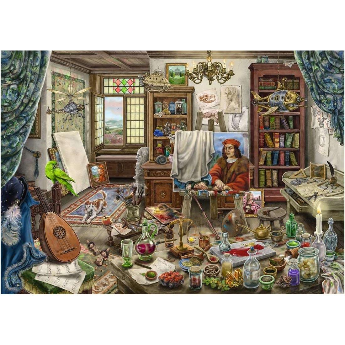 scene of The Art Studio 759-Piece Escape Puzzle By Ravensburger