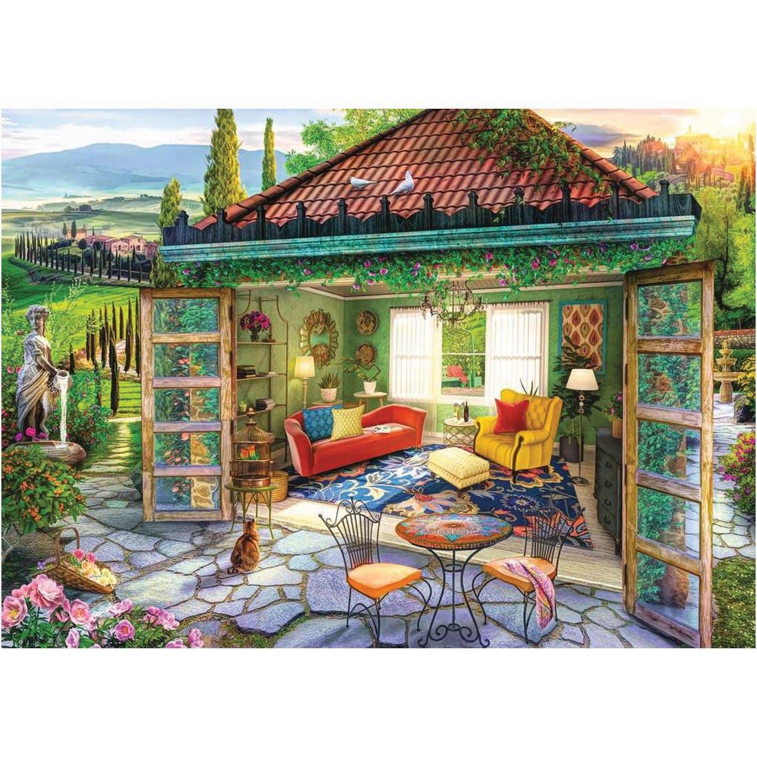 scene of Tuscan Oasis 1000-Piece Puzzle By Ravensburger