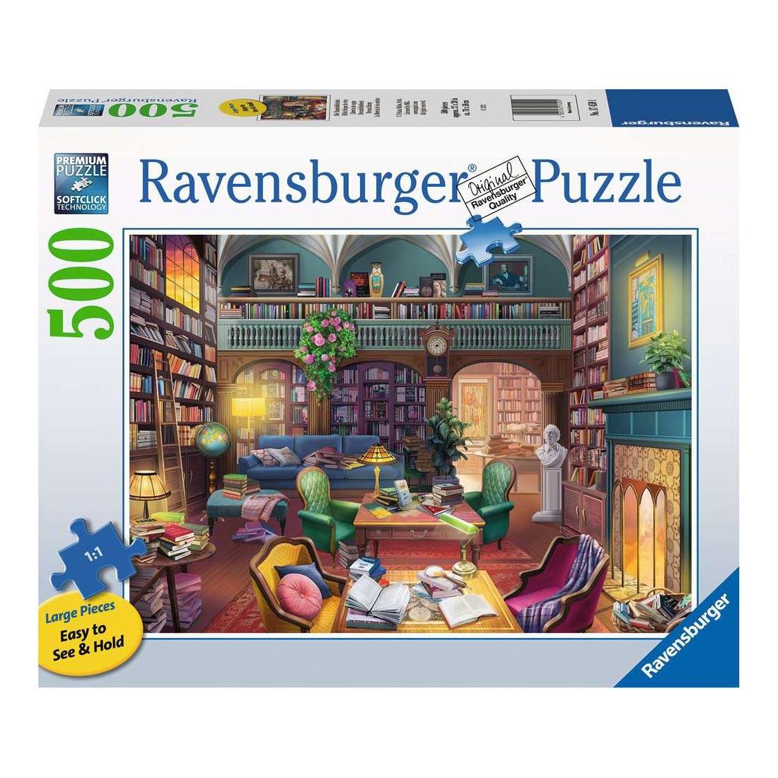 box for the Dream Library Large Format 500-Piece Puzzle By Ravensburger