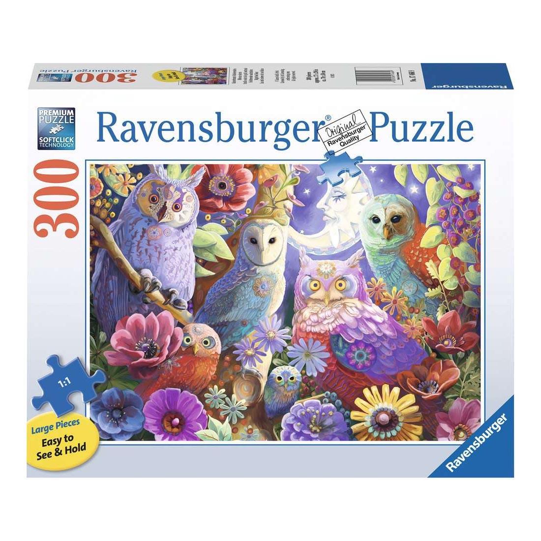 box for the Night Owl Hoot Large Format 300-Piece Puzzle By Ravensburger