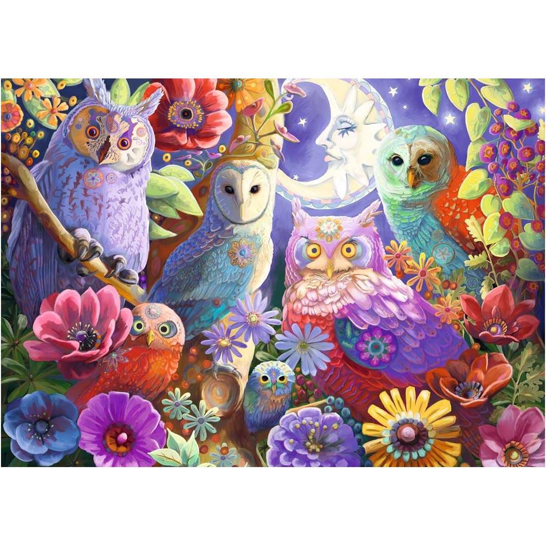 scene of Night Owl Hoot Large Format 300-Piece Puzzle By Ravensburger