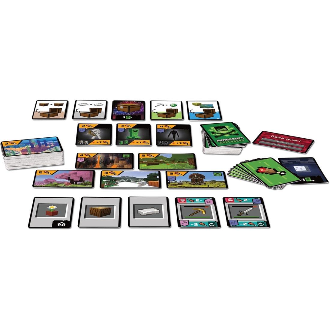 cards from the Minecraft Explorers Cooperative Card Game By Ravensburger