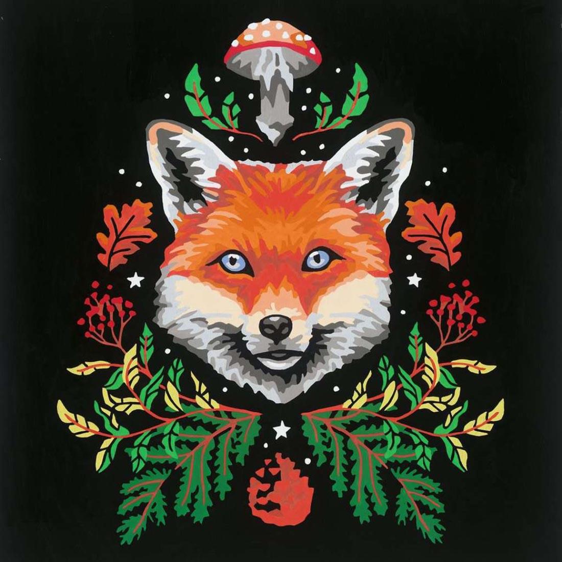 example finished painting from Pixie Cold: Fox Adult Paint By Number Set By Ravensburger