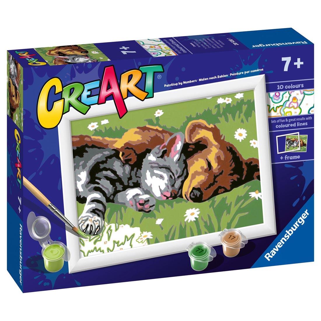 box for the Sleeping Cat And Dog Kids Paint By Number Set By Ravensburger