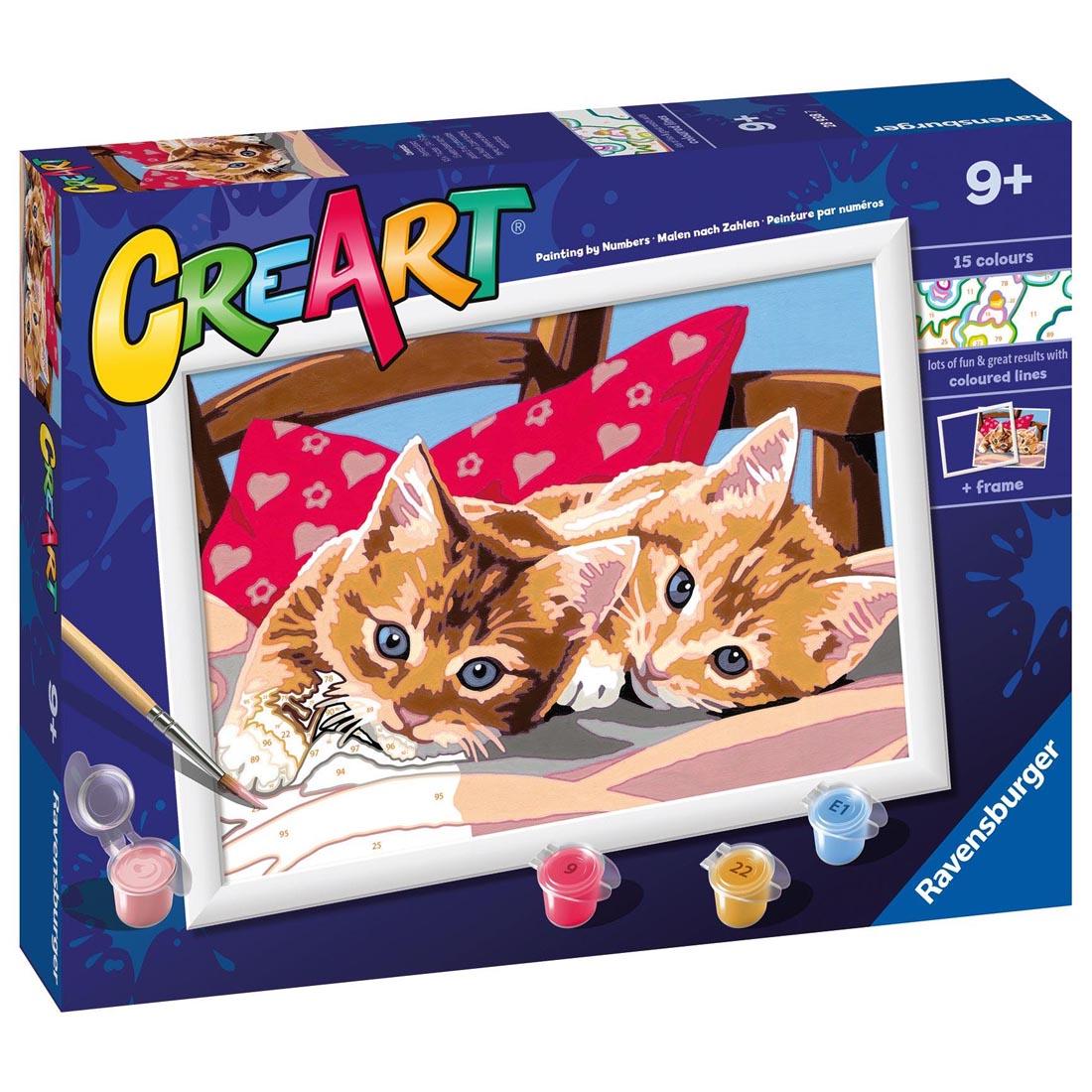 box for the Two Cuddly Cats Kids Paint By Number Set By Ravensburger