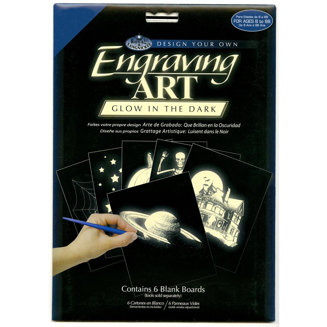 package of Royal & Langnickel Glow In The Dark Engraving Art Boards