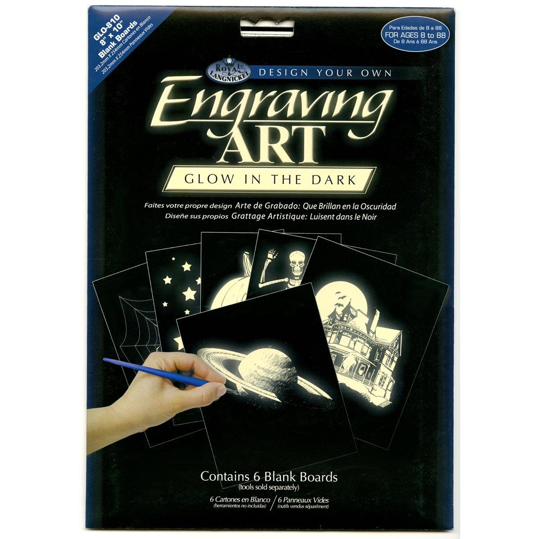 package of Royal & Langnickel Glow In The Dark Engraving Art Boards