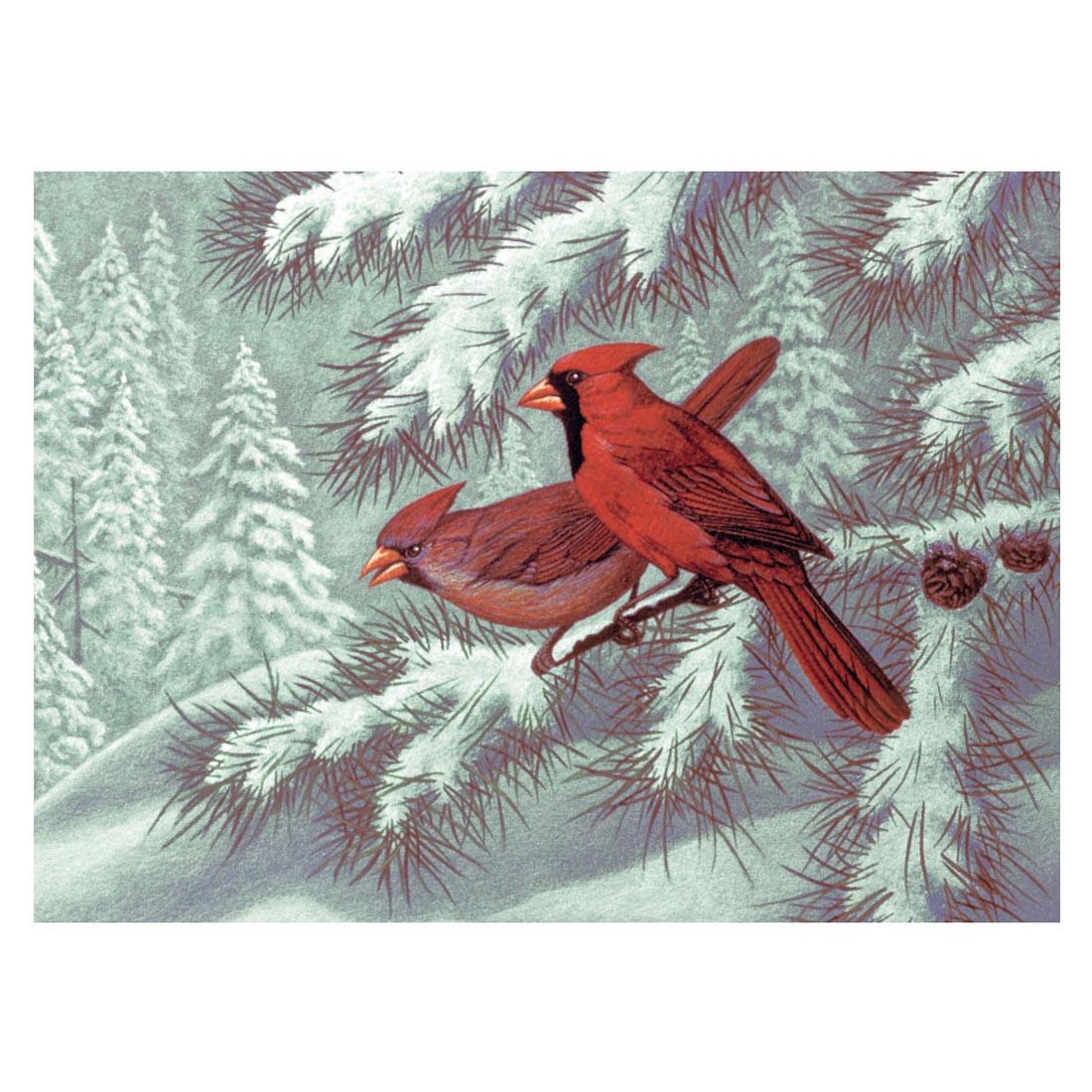 Completed painting from the Royal & Langnickel Painting By Numbers Adult Large: Cardinals