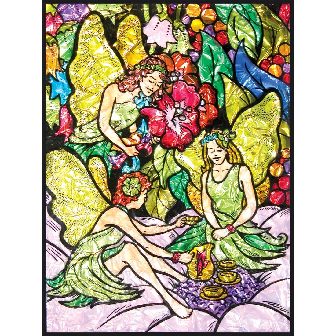 Completed painting from the Flower Fairies Foil Painting By Numbers