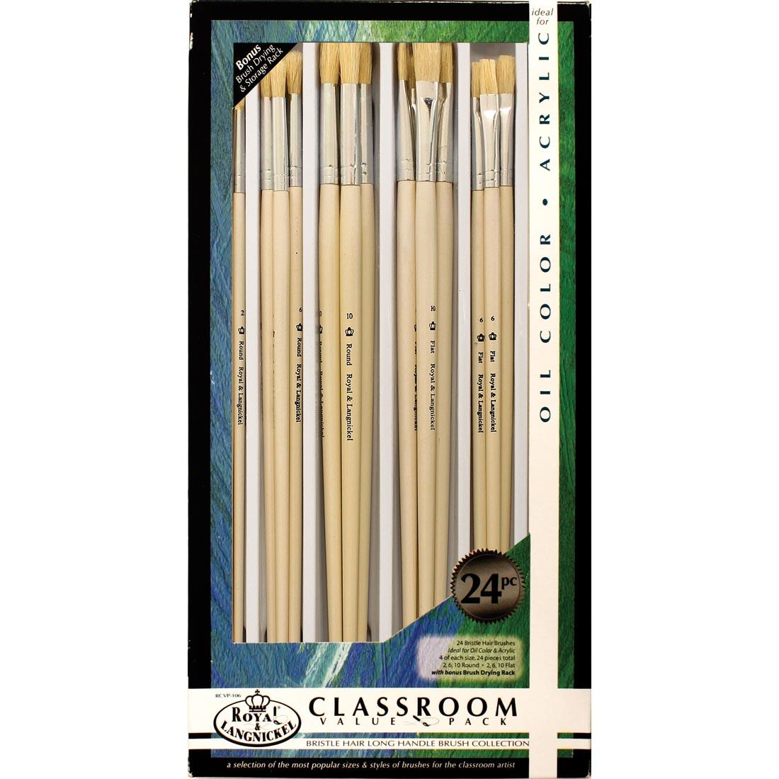 Royal & Langnickel Classroom Value Pack Bristle Brush Collection shown in the package