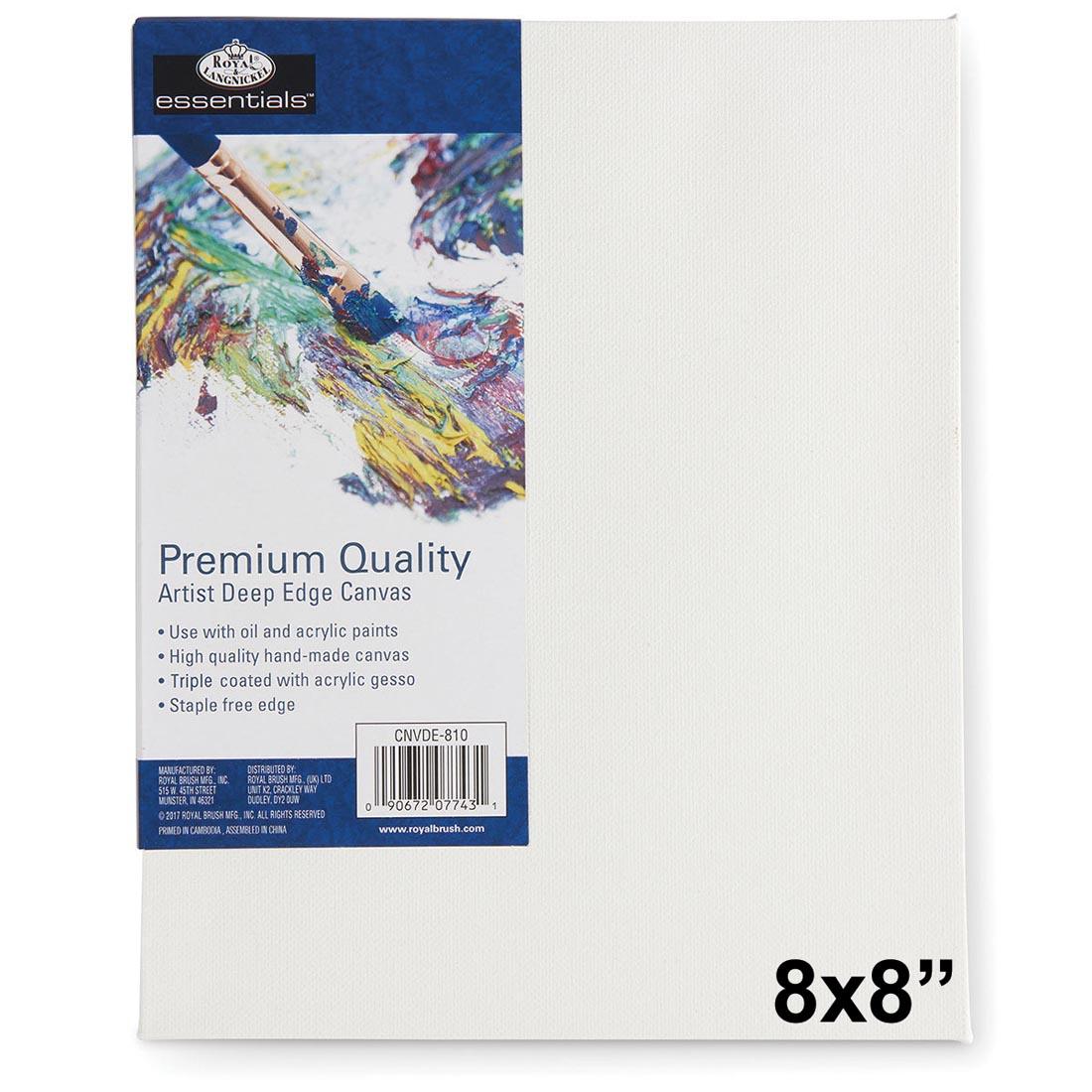 Royal & Langnickel Essentials Deep Edge Stretched Canvas with the text 8x8"