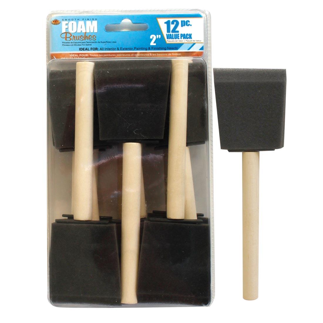 Royal & Langnickel 2" Foam Brushes 12-piece set with a single example beside it