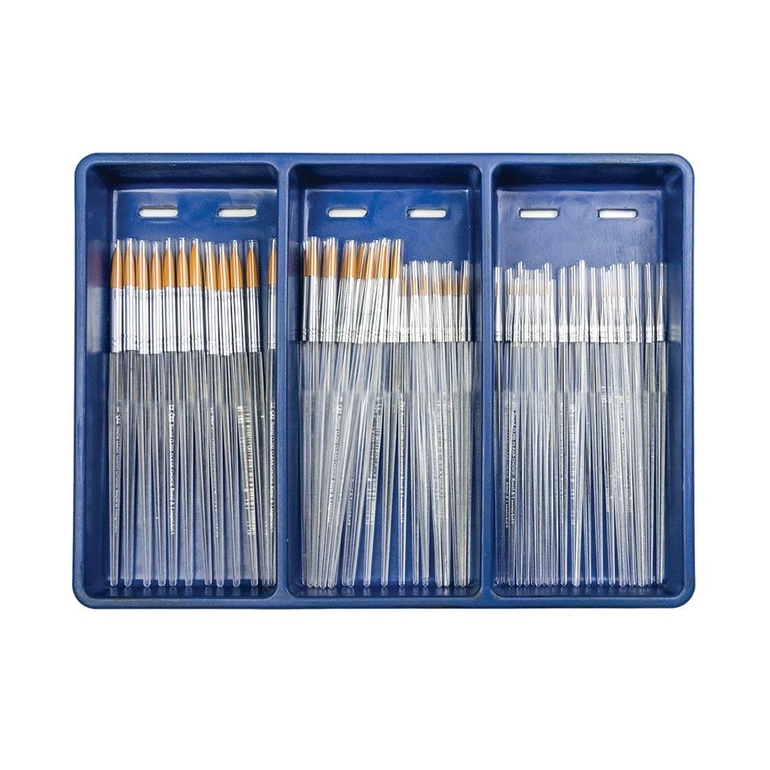 Royal & Langnickel Clear Choice Gold Taklon Round Brush Set in a blue tray