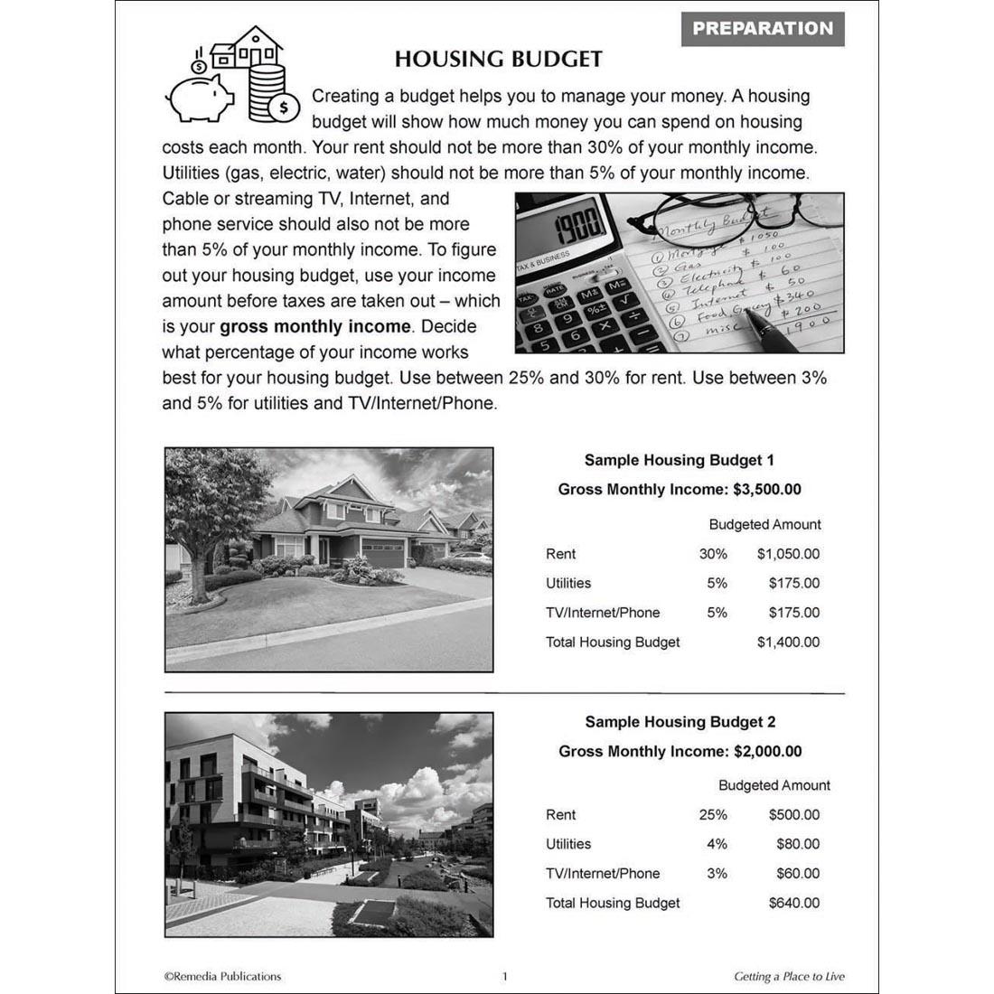 sample page from the Getting A Place To Live Book