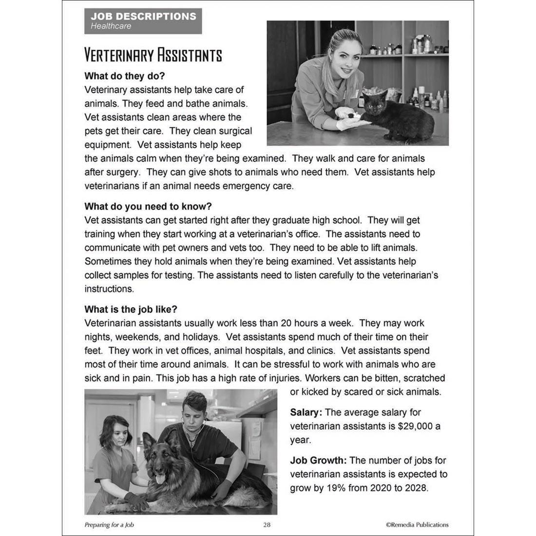 sample page from the Preparing For a Job Book