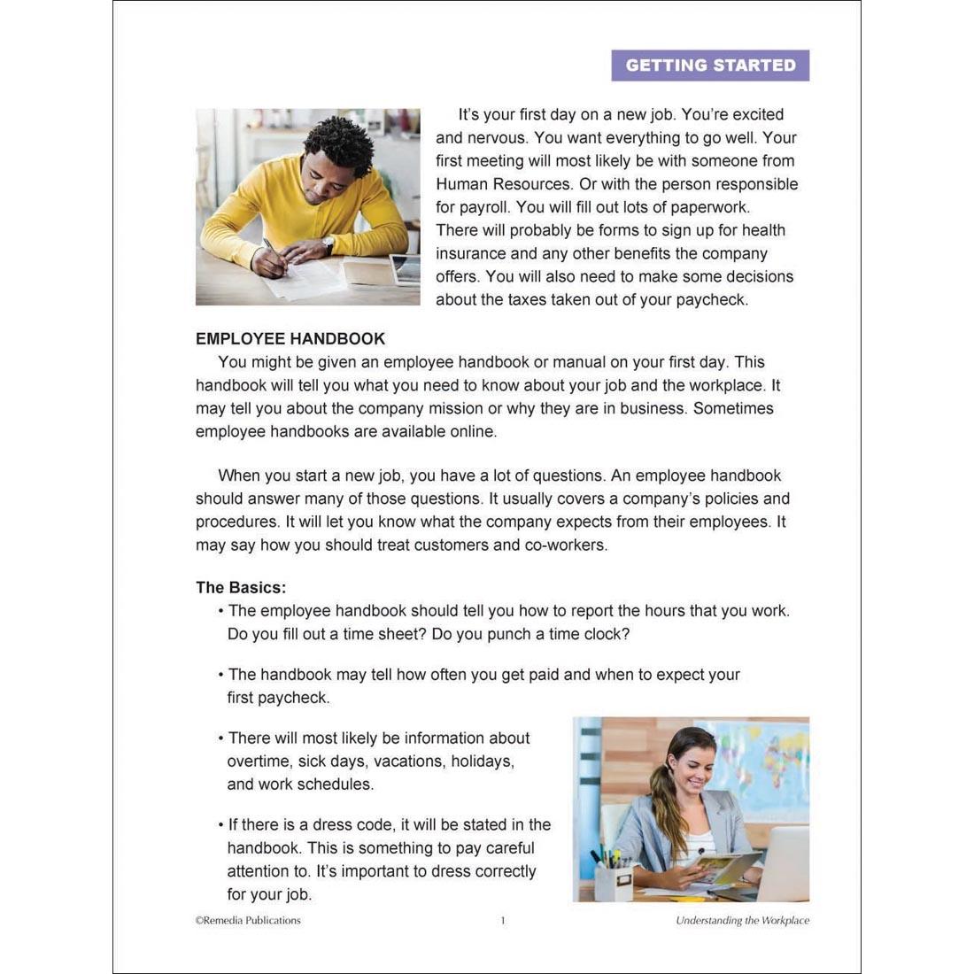 sample page from the Understanding The Workplace Book