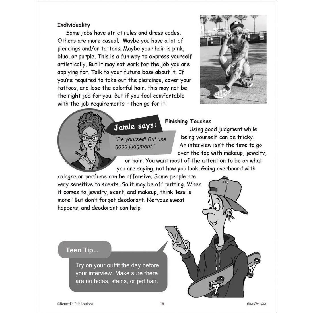 sample page from the Your First Job Book