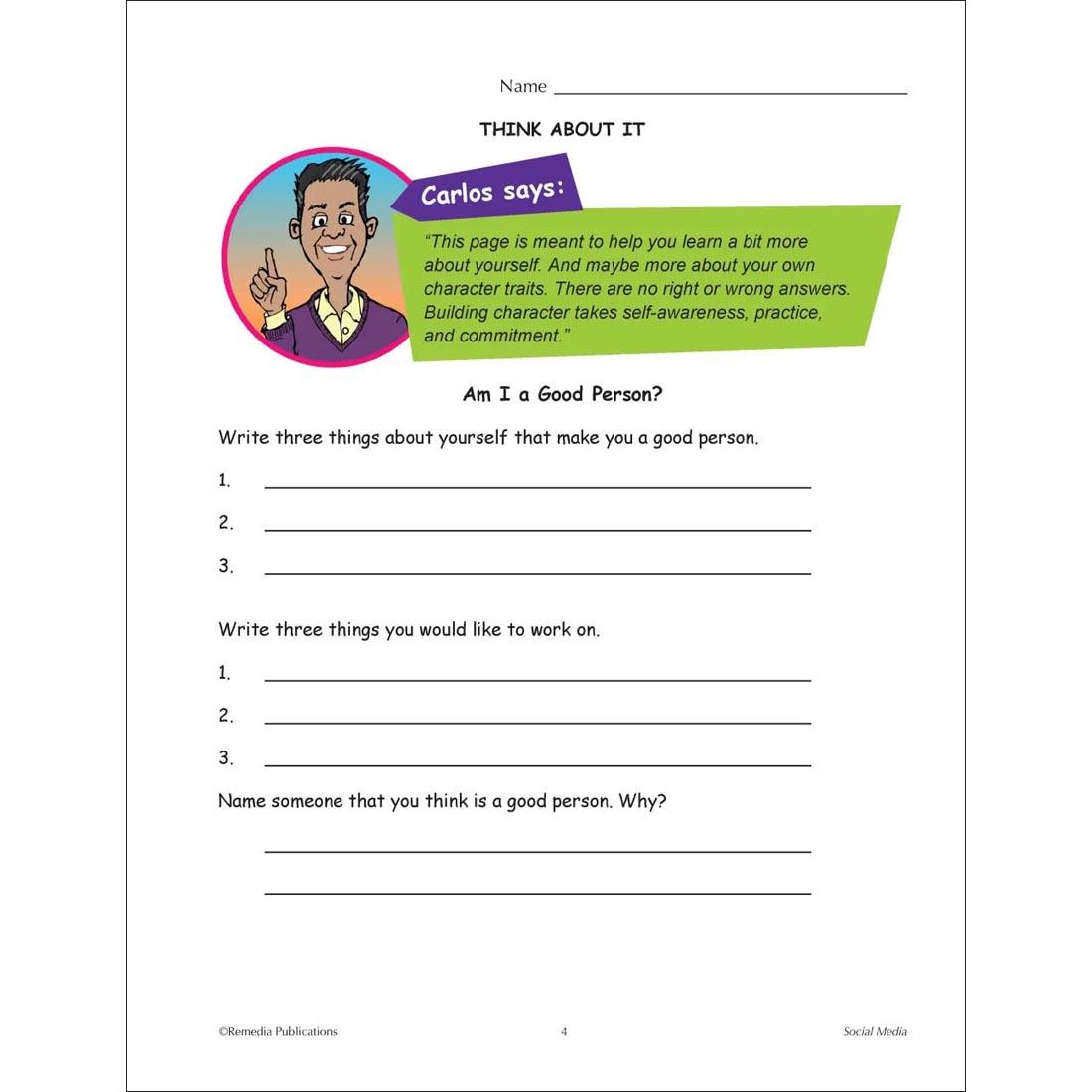 sample page from the Social Skills Improving Behavior Book