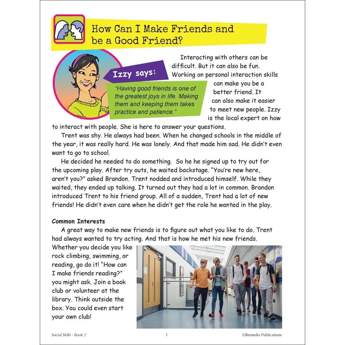 sample page from the Social Skills Improving Relationships Book