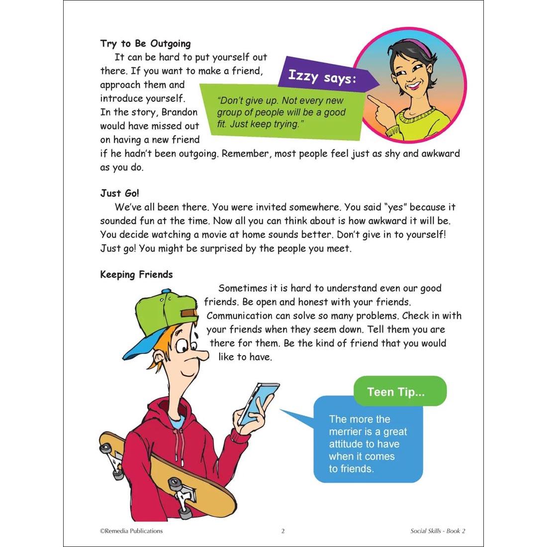 sample page from the Social Skills Improving Relationships Book