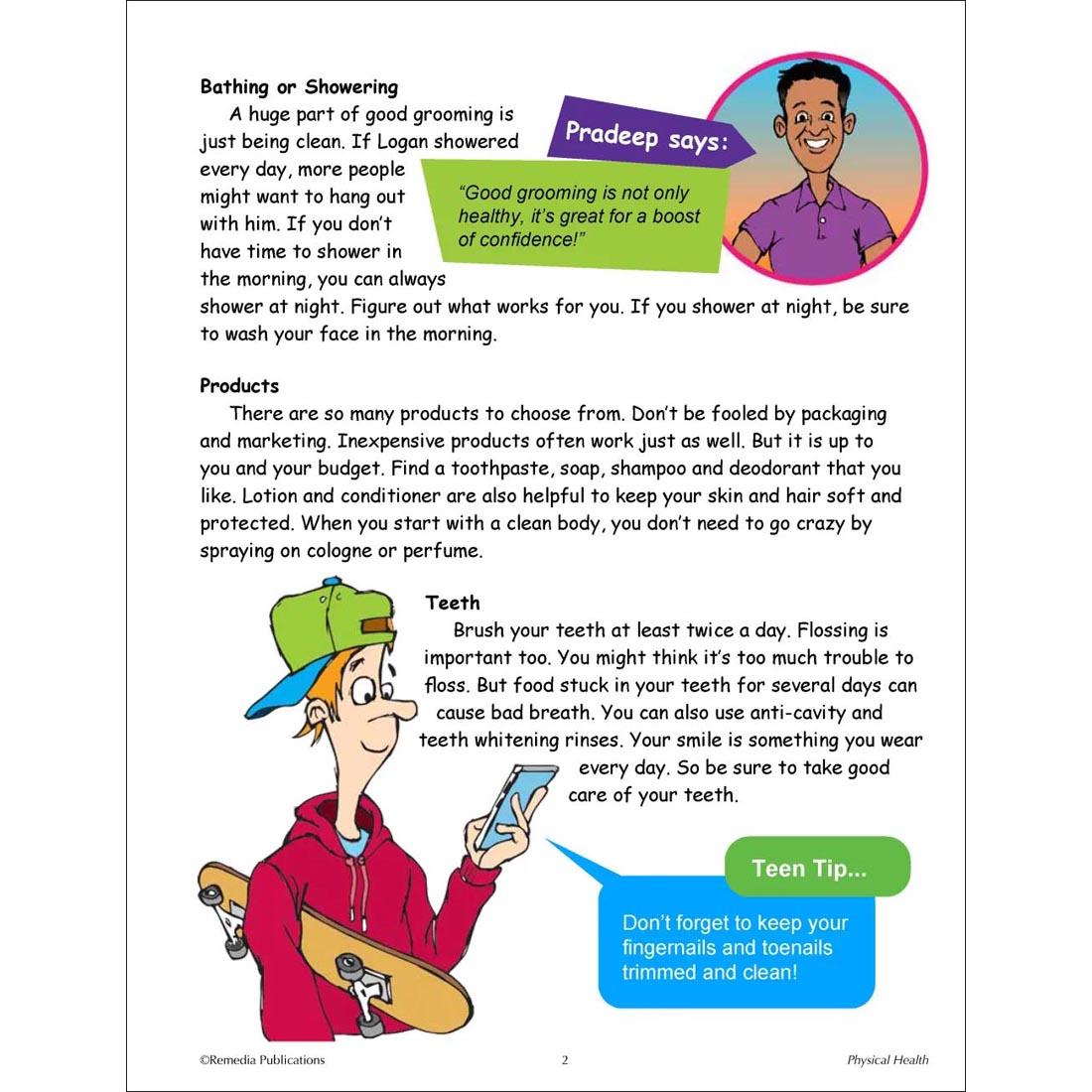 sample page from the Physical Health Lessons On Taking Care Of Yourself Book