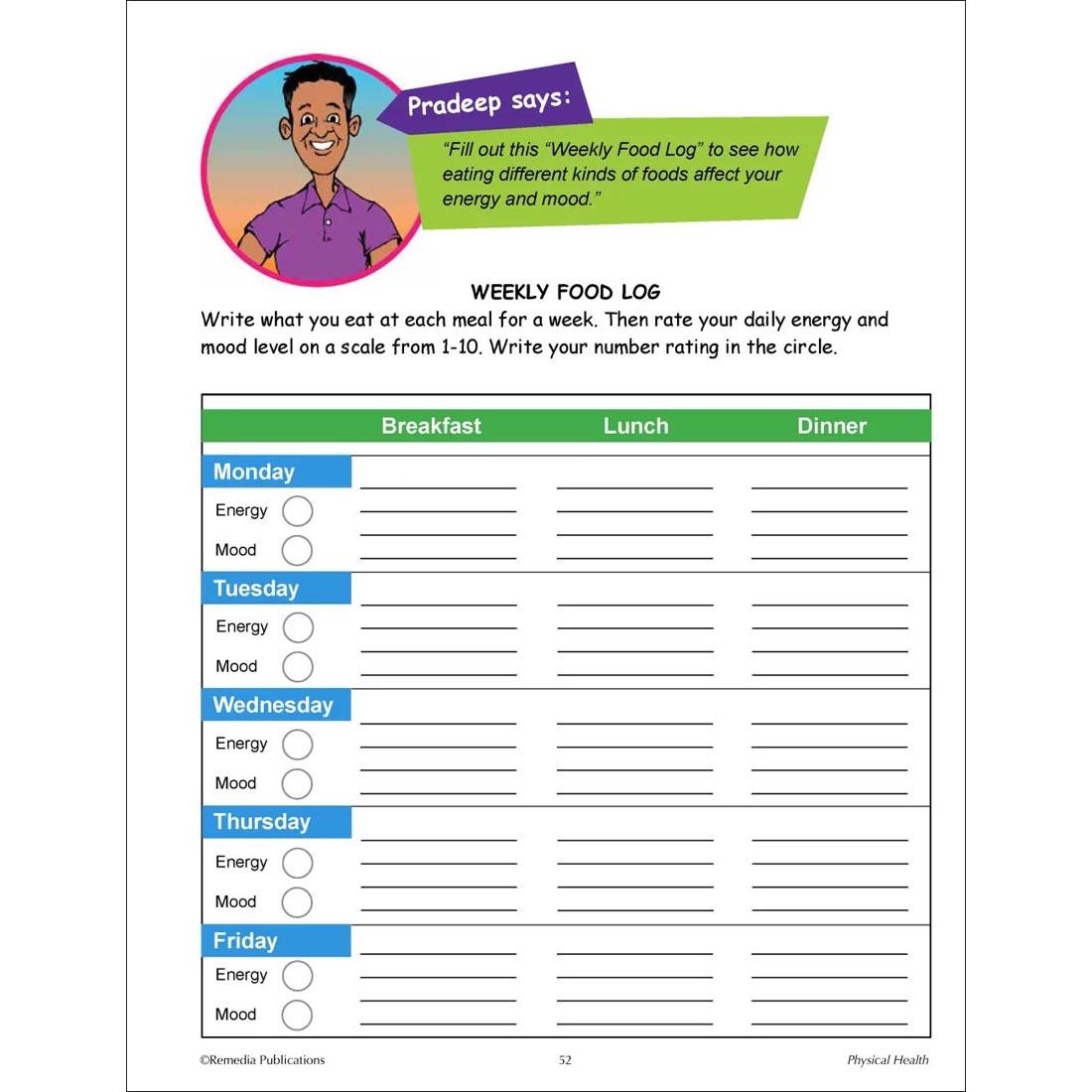 sample page from the Physical Health Lessons On Taking Care Of Yourself Book