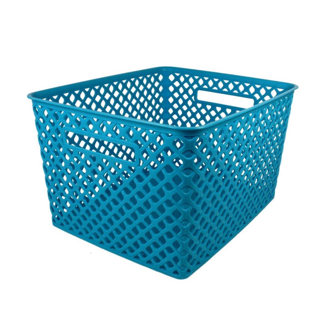 Large Turquoise Weave Storage Basket