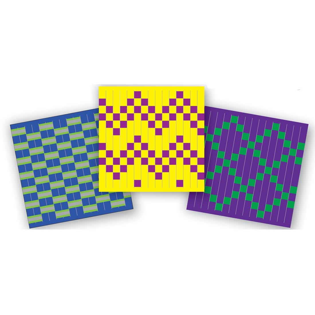 Finished projects from Roylco Explore Colors & Patterns Weaving Mats