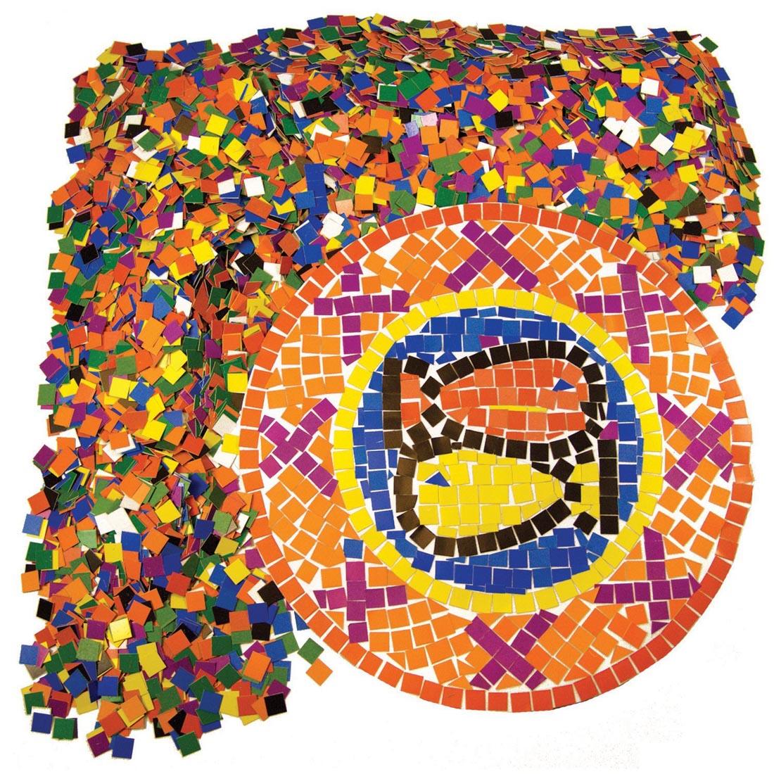 Roylco Primary Color Mosaic Squares made into a pattern of fishes