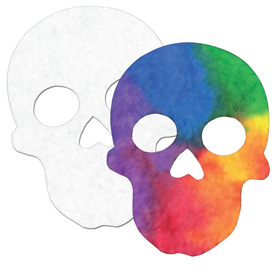 Roylco Color Diffusing Sugar Skulls - one blank and one completed example
