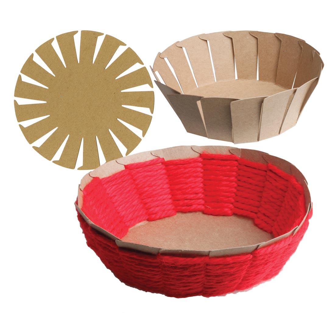 One flat Roylco Basket Base shown with two completed examples