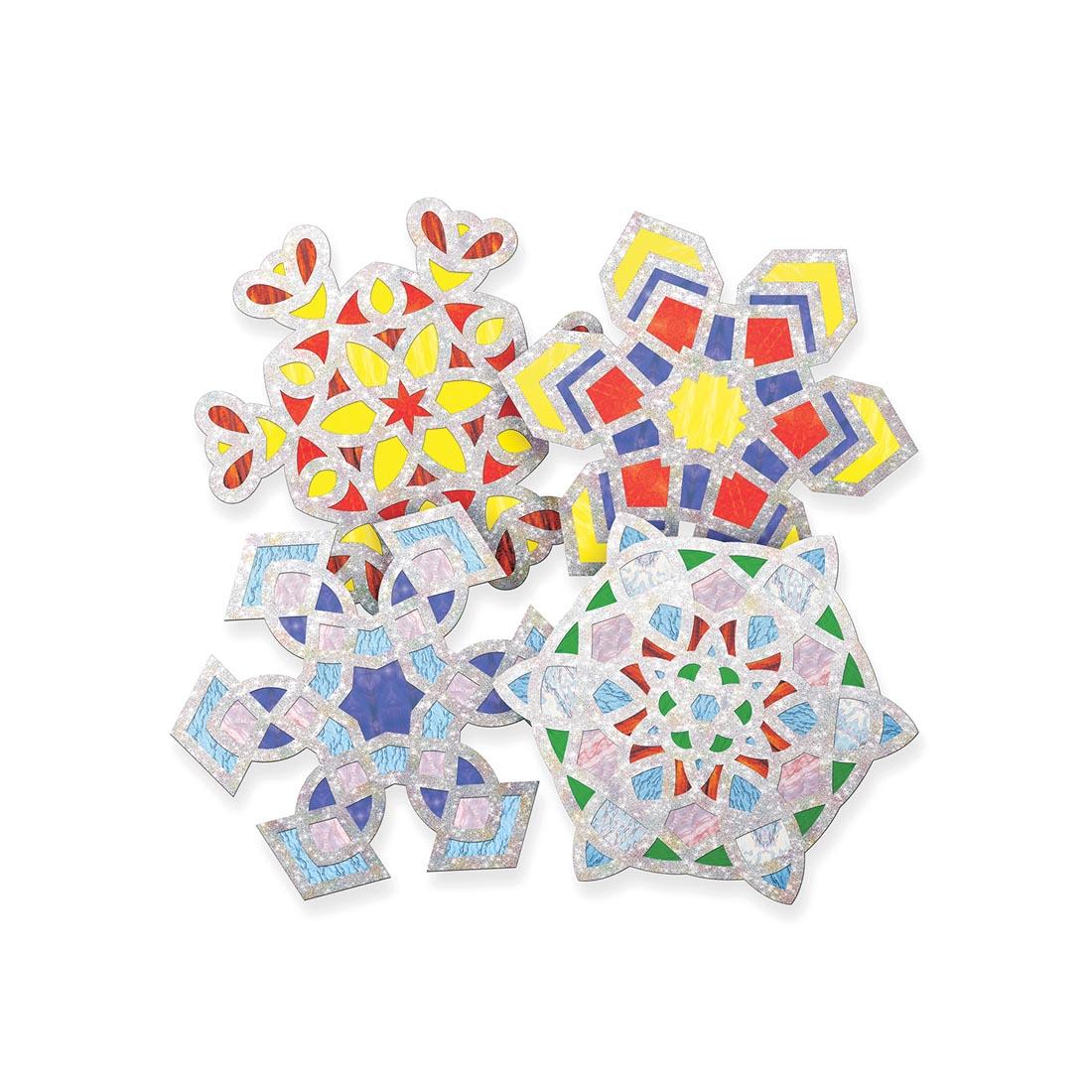 Roylco Snowflake Silver Stained Glass Frames in 4 different, completed designs