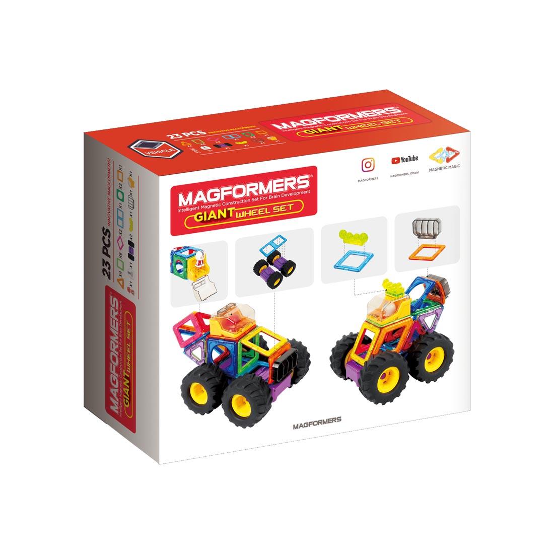 back of package of Magformers 23-Piece Giant Wheel Set