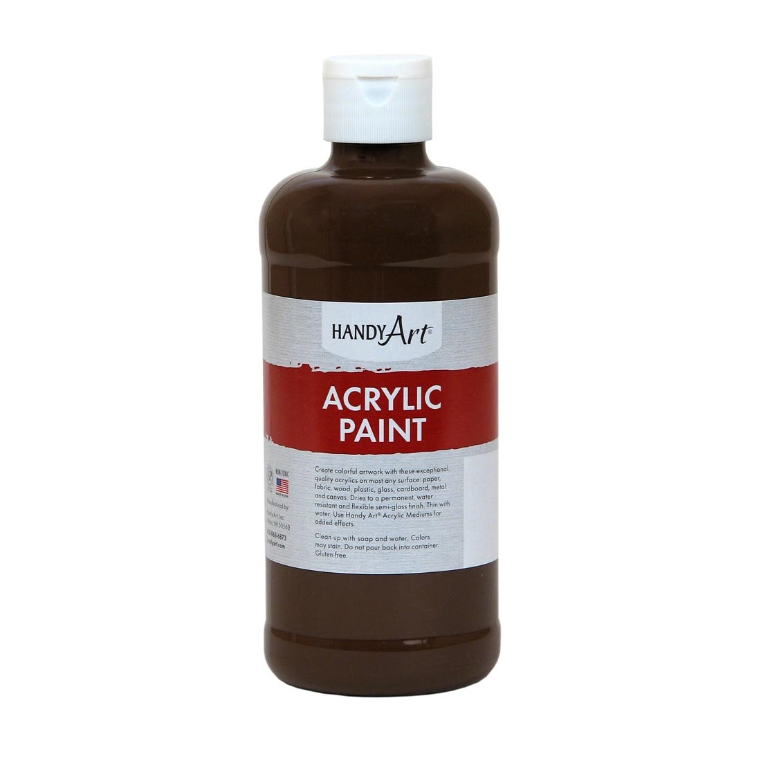 Pint Bottle of Burnt Umber Handy Art Acrylic Paint