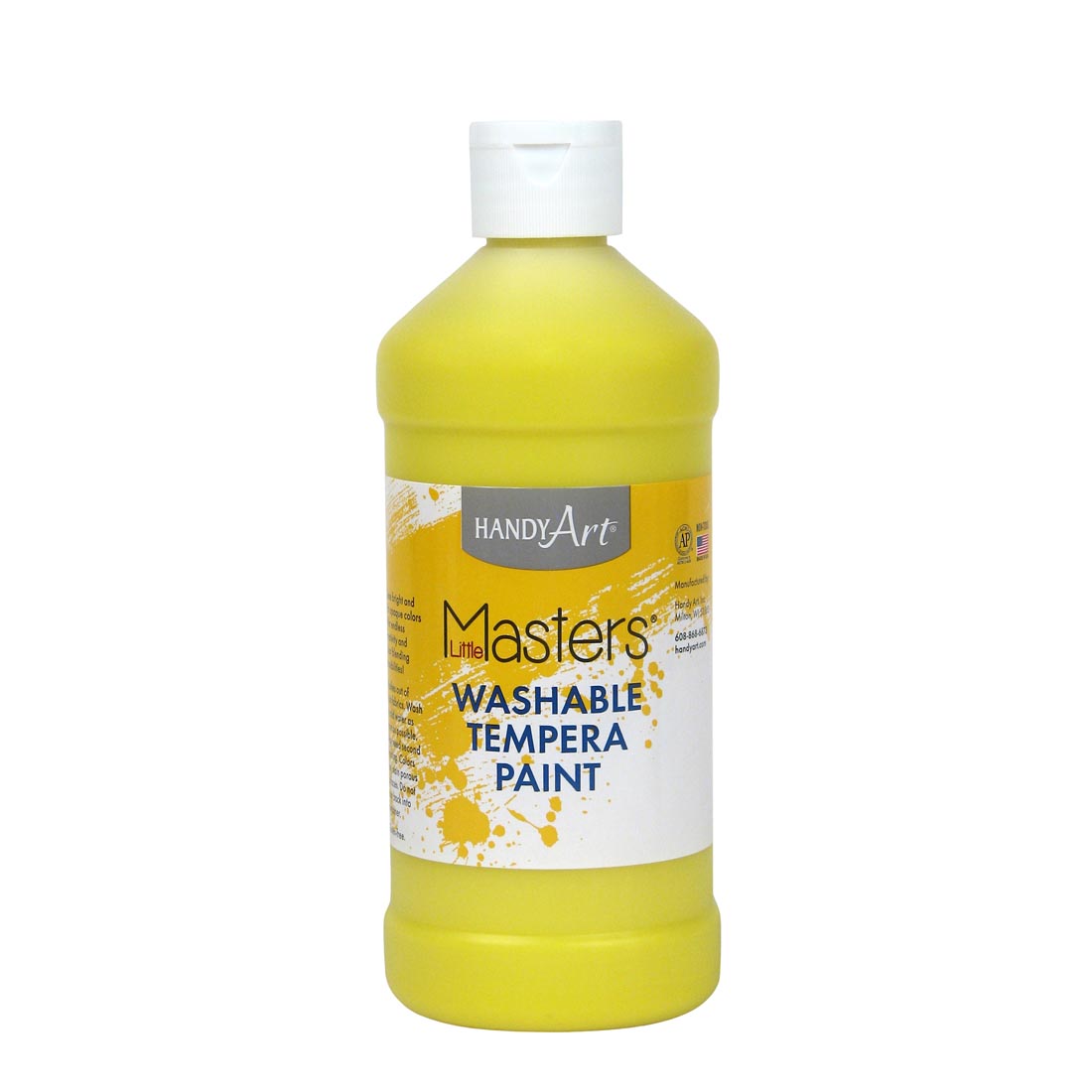 Pint bottle of Yellow Handy Art Little Masters Washable Tempera Paint