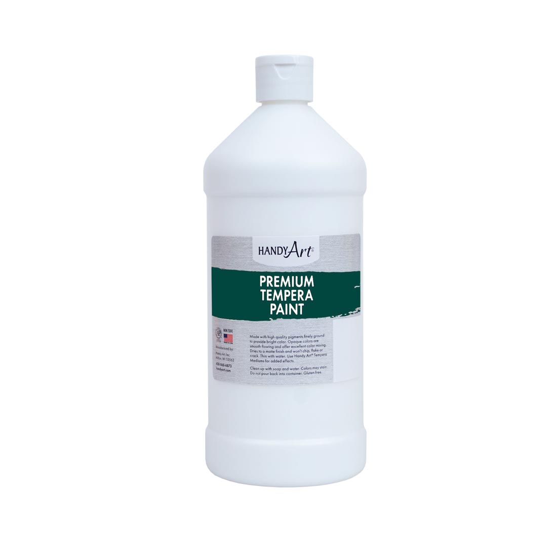 Quart bottle of White Handy Art Premium Tempera Paint