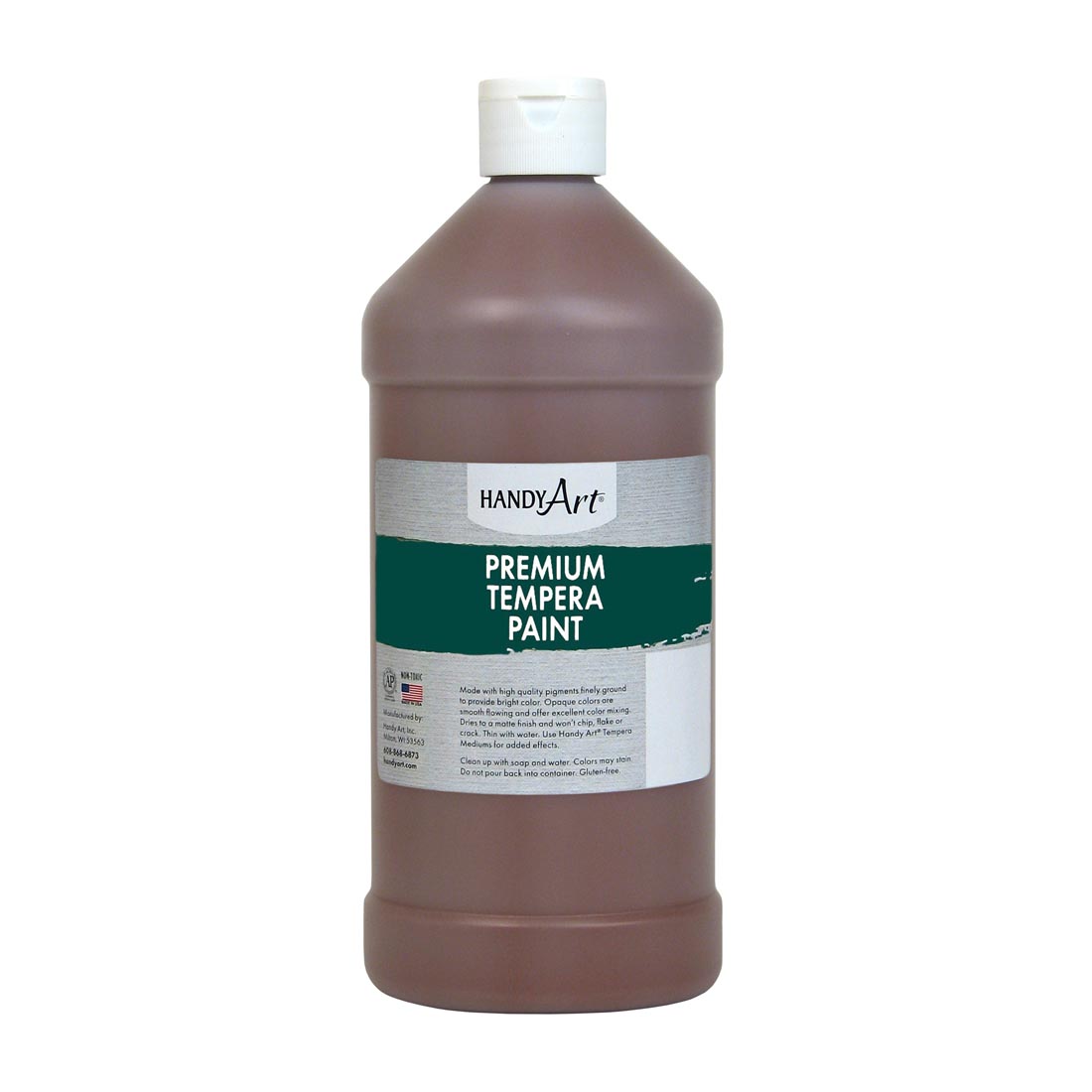 Quart bottle of Brown Handy Art Premium Tempera Paint